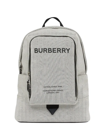 Shop Burberry Large Logo Print Cotton Canvas Backpack In Black