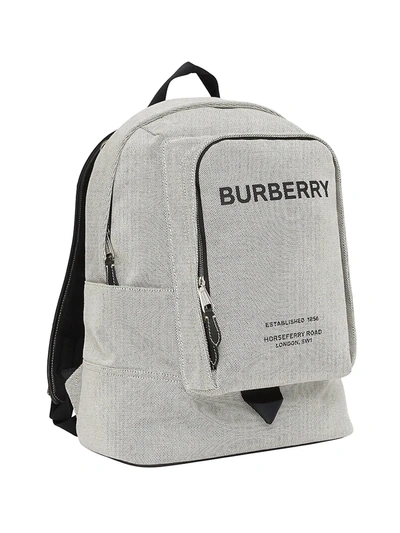 Shop Burberry Large Logo Print Cotton Canvas Backpack In Black