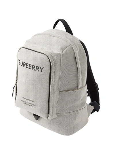 Shop Burberry Large Logo Print Cotton Canvas Backpack In Black