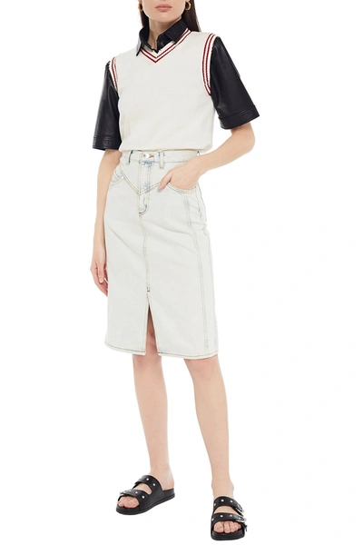 Shop Sandro Denim Skirt In Light Denim