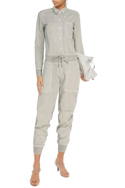 Shop James Perse Cotton-blend Twill Jumpsuit In Gray