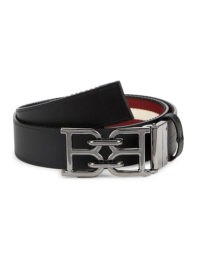 Shop Bally B-chain Reversible Leather & Nylon Belt In Black