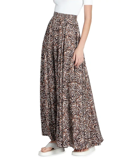 Shop Alaïa Women's Printed Silk Maxi Skirt In Neutral