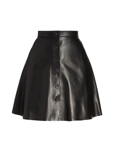 Shop Alaïa Leather Button-front Skirt In Noir