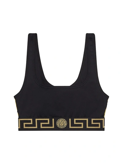 Shop Versace Women's Greca Sports Bra In Black