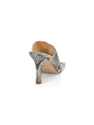 Shop A.w.a.k.e. Katie Square-toe Snakeskin-embossed Leather Thong Sandals In Grey Snake