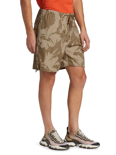 Shop Moncler Bermuda Shorts In Beige Brown Desert Print