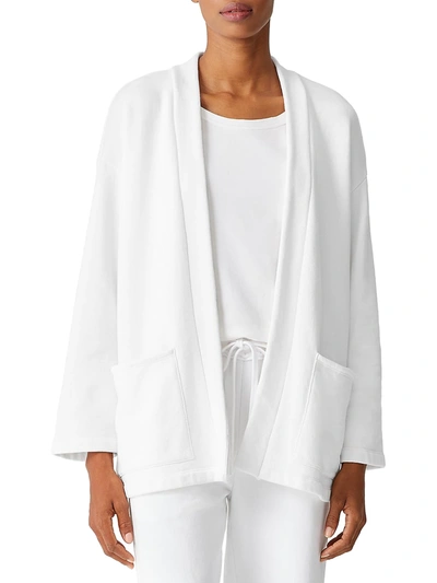 Shop Eileen Fisher Boxy Open Knit Jacket In White