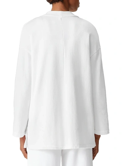 Shop Eileen Fisher Boxy Open Knit Jacket In White