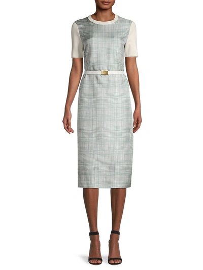 Tory Burch Greer Silk Panel Pencil Dress In New Ivory/ Dusted Blue |  ModeSens
