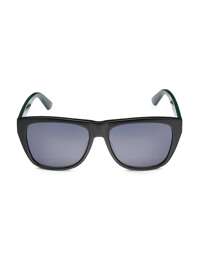 Shop Gucci Men's Web 57mm Sunglasses In Black