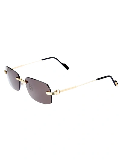Cartier Core Range 58mm Rectangular Sunglasses In Gold