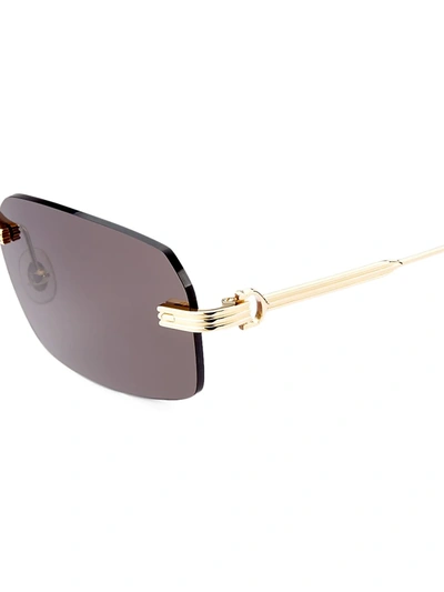 Shop Cartier Men's Core Range 58mm Rectangular Sunglasses In Gold