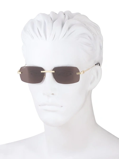 Cartier Core Range 58mm Rectangular Sunglasses In Gold