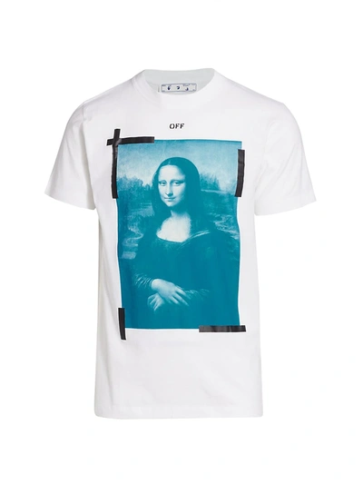 Shop Off-white Mona Lisa Slim-fit Graphic T-shirt In White Black