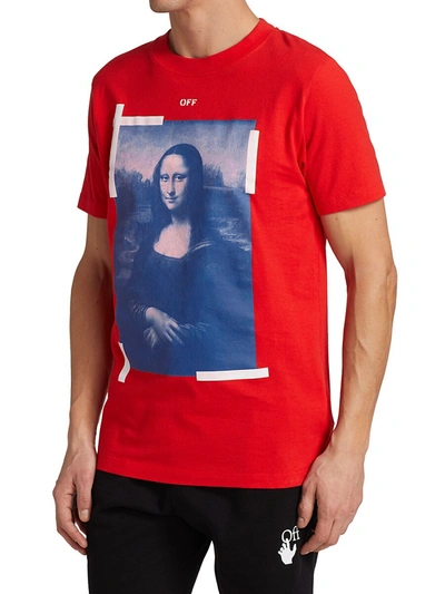 Shop Off-white Mona Lisa Slim-fit Graphic T-shirt In Fiery Red