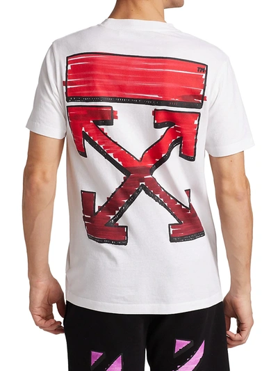 Shop Off-white Men's Spray Marker Slim-fit T-shirt In White Red