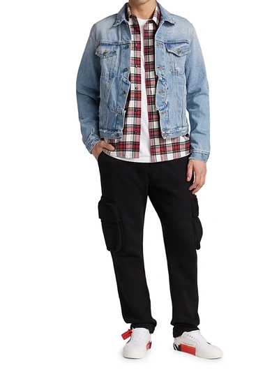 Shop Off-white Men's Arrow Twist Denim Jacket In Cobalt Blue