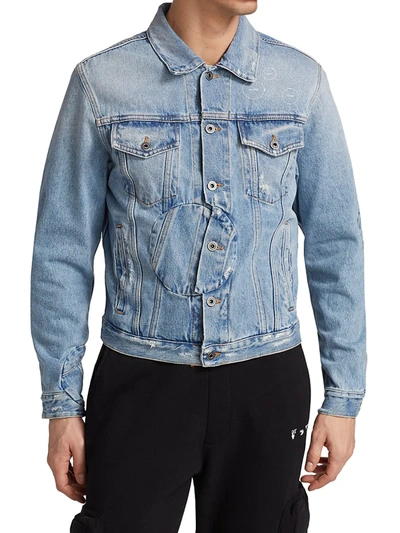 Shop Off-white Men's Arrow Twist Denim Jacket In Cobalt Blue