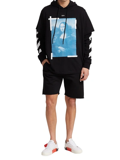 Shop Off-white Men's Marker Sweatshorts In Black Fuchsia