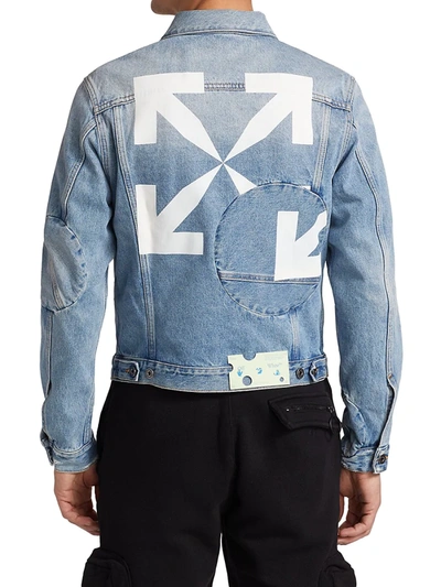 Shop Off-white Men's Arrow Twist Denim Jacket In Cobalt Blue