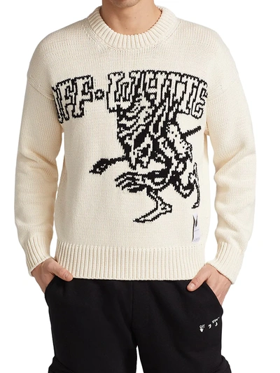 Shop Off-white Men's For The Nature Elfin Sweater In Ecru Black