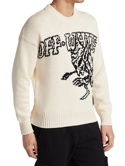 Shop Off-white Men's For The Nature Elfin Sweater In Ecru Black