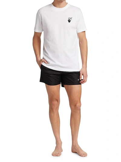 Shop Off-white Logo Swim Shorts In Black White