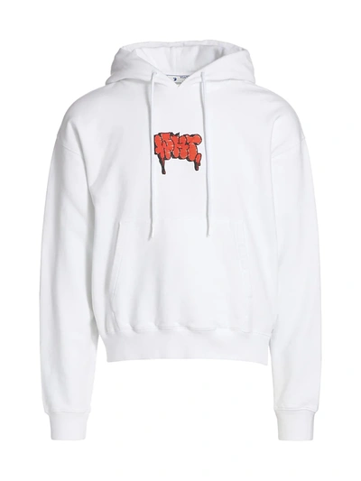 Shop Off-white Men's Graffiti Over Hoodie In White Red