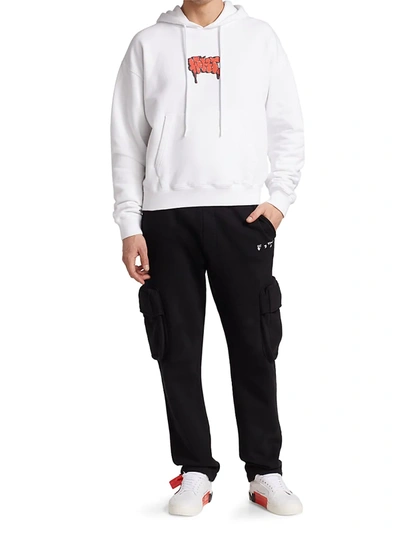Shop Off-white Men's Graffiti Over Hoodie In White Red