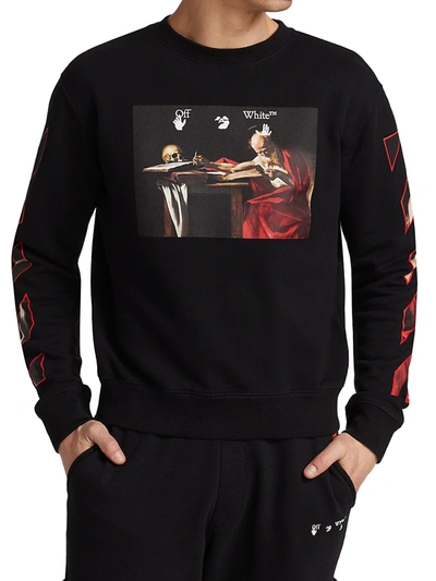 Shop Off-white Caravaggio Slim-fit Sweatshirt In Black Red