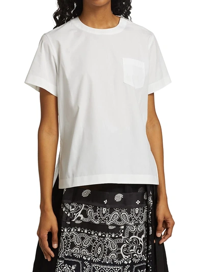 Shop Sacai Suiting Crop Top & T-shirt Set In Gray White