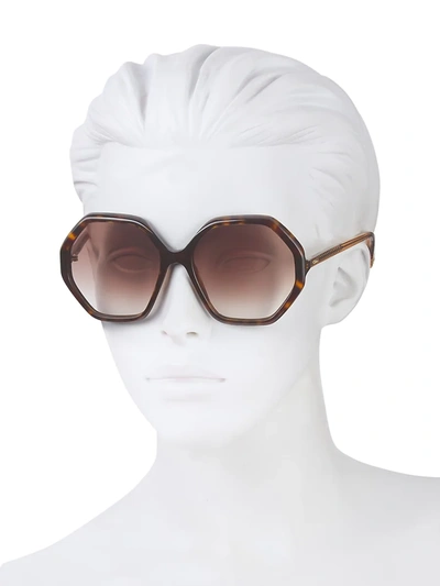 Shop Chloé Women's 58mm Geometric Sunglasses In Avana