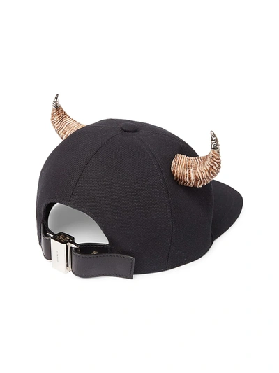 Givenchy Mens Black Natural Horns Canvas Cap | ModeSens