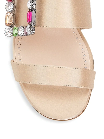 Shop Manolo Blahnik Women's Verda Jewel-embellished Satin Mules In Nude