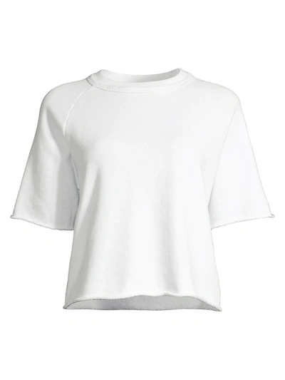 Shop Eileen Fisher Crewneck Boxy Long-sleeve Top In White
