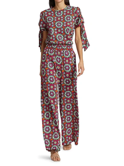 Shop La Doublej Tile Print Palazzo Pants In Kaleidoscope Fuxia