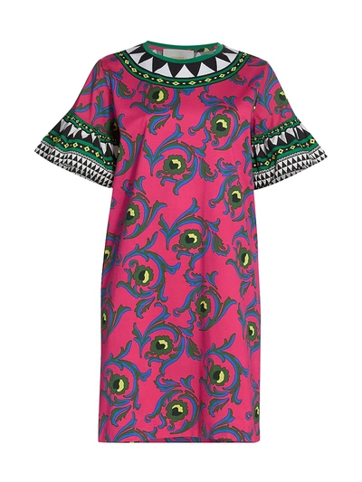 Shop La Doublej Women's Mixed Print Shift Dress In Cartwheel Fuxia