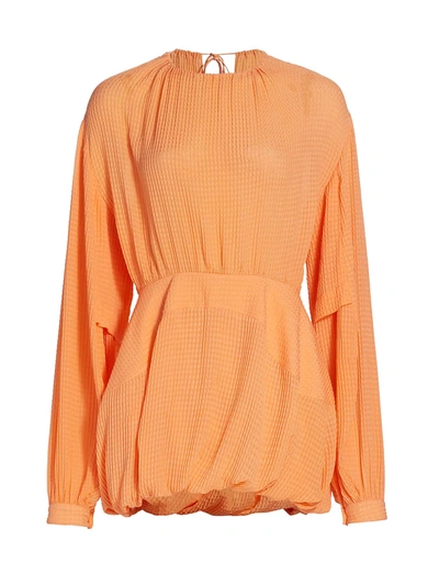 Shop Stella Mccartney Amanda Balloon-sleeve Silk Mini Dress In Carrot