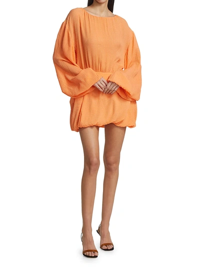 Shop Stella Mccartney Amanda Balloon-sleeve Silk Mini Dress In Carrot