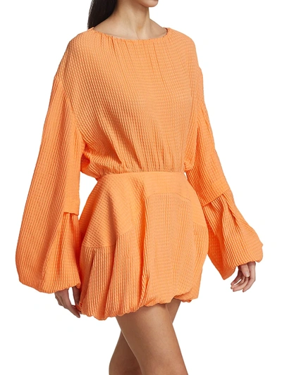 Shop Stella Mccartney Amanda Balloon-sleeve Silk Mini Dress In Carrot