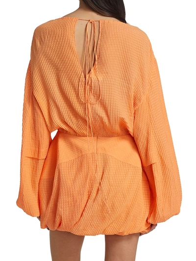 Shop Stella Mccartney Amanda Balloon-sleeve Silk Mini Dress In Carrot