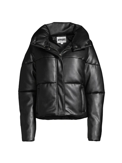 Shop Apparis Women's Jemma Leather-look Puffer Jacket In Noir