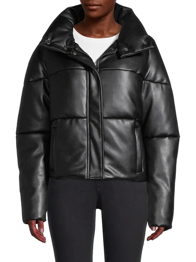 Shop Apparis Women's Jemma Leather-look Puffer Jacket In Noir