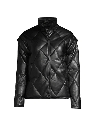 Shop Apparis Liliane Leather-look Puffer Jacket In Noir