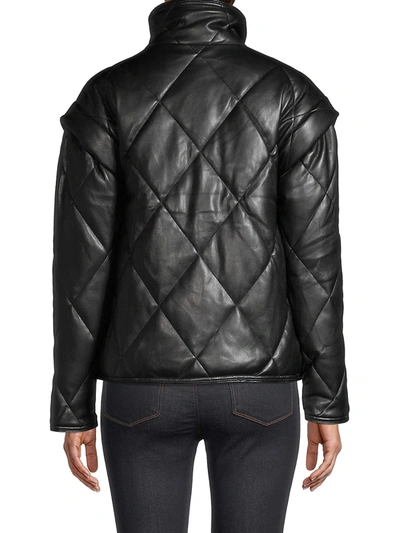 Shop Apparis Liliane Leather-look Puffer Jacket In Noir
