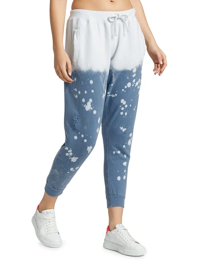 Shop La Detresse Acid Drop Vinca Acid Wash Distressed Sweatpants In Blue