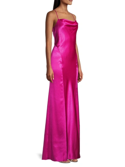 Shop Aidan Mattox Cowlneck Satin Mermaid Gown In Pink Flame