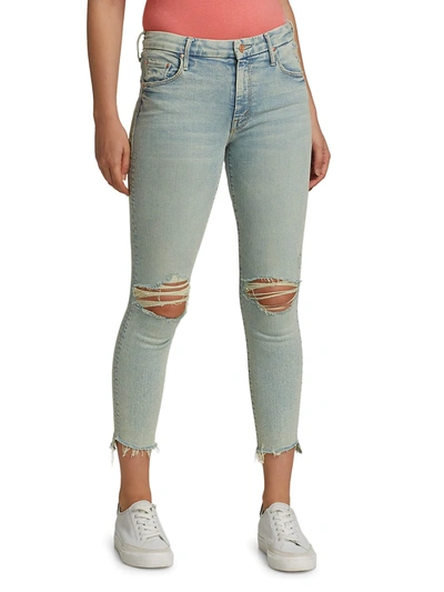 Shop Mother The Stunner Zip Ankle Step Fray Jeans In Rolling In The Bushes