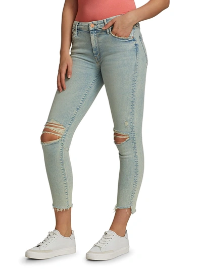 Shop Mother The Stunner Zip Ankle Step Fray Jeans In Rolling In The Bushes